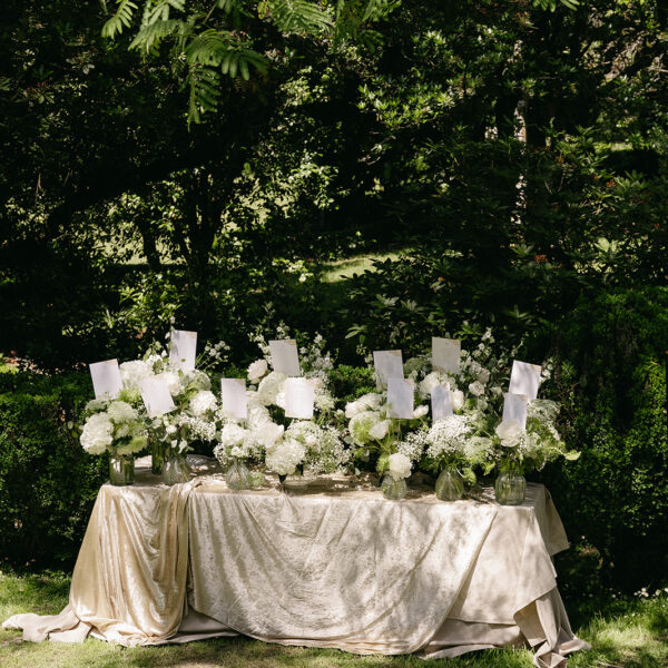 Seating plan floral de la boda de Laura y Pablo en Pazo San Lorenzo